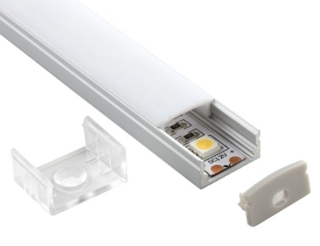 Ledprofiles Felületre szerelhető aluprofil, opál fedéllel, 2 méteres szál 