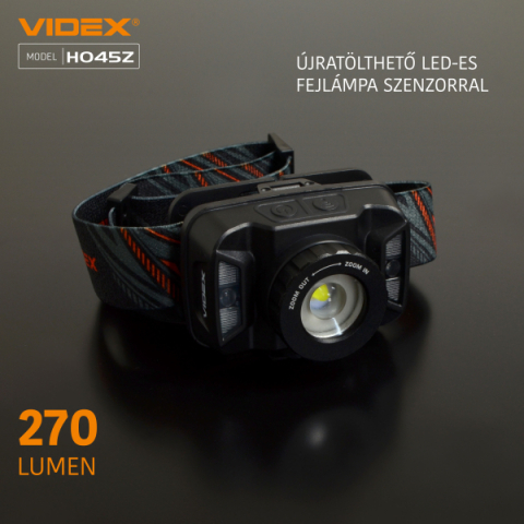 Videx LED Fejlámpa, hidegfehér újratölthető akkumulátorral H056