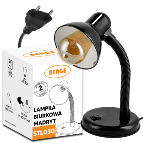 Berge Madrid fekete színű asztali lámpa, E27-es foglalattal