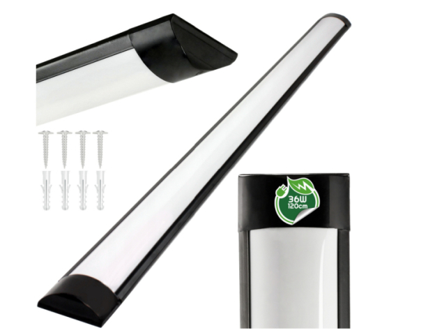 Berge Batten Led 36 W, 120 cm, falon kívüli fekete lámpa IP20-as védettséggel 