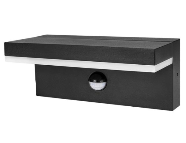 MasterLED Hestio 9W-os natúr fehér, fekete oldalfali lámpa mozgásérzékelővel 