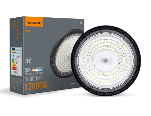 Videx High Bay lámpa 100W 5000K 12000Lm 220V fekete színű 