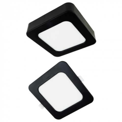 Ecolight 18W-os, négyzet alakú, CCT, fekete, süllyesztett és felületre szerelhető ...