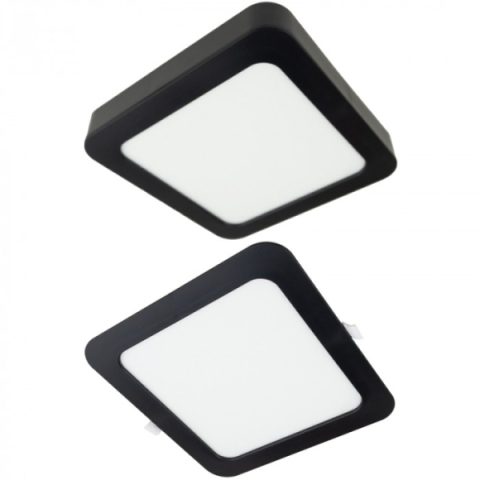 Ecolight 24W-os, négyzet alakú, CCT, fekete, süllyesztett és felületre szerelhető ...