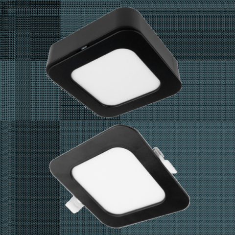 Ecolight 6W-os, négyzet alakú, CCT, fekete, süllyesztett és felületre szerelhető ...